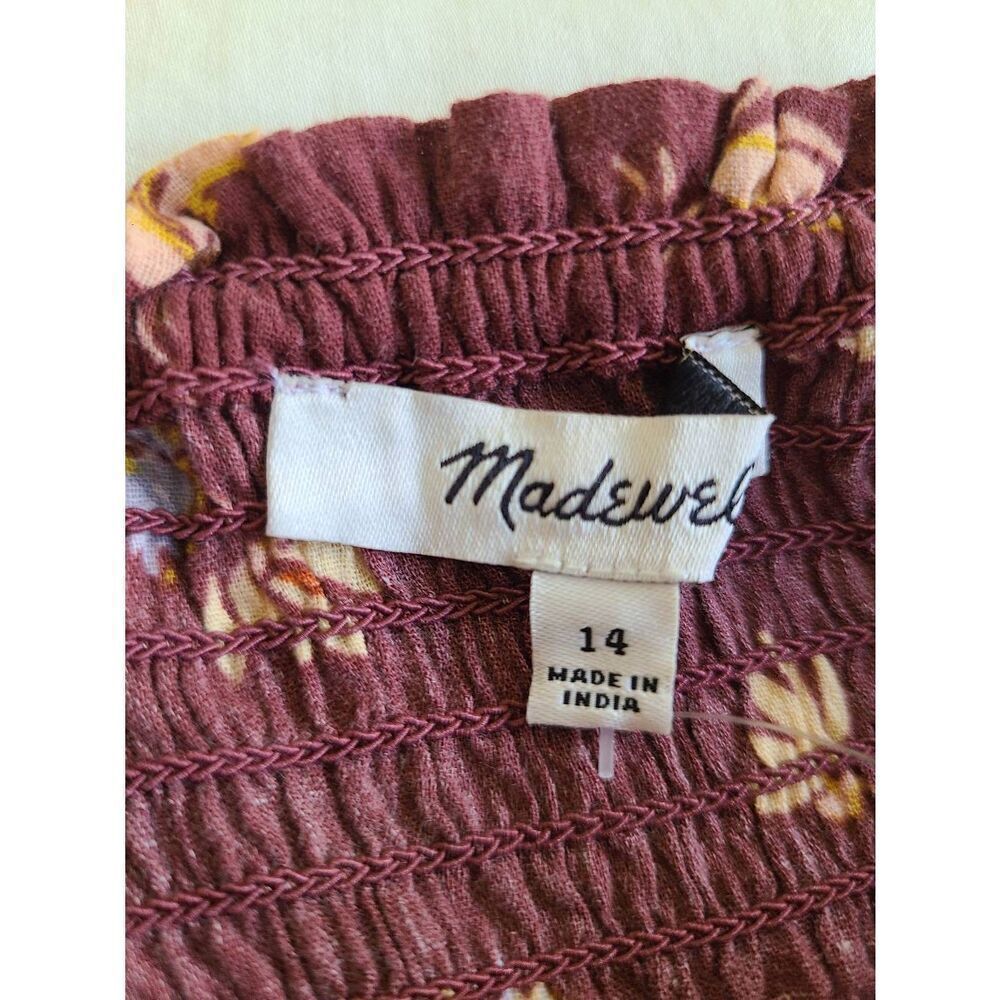 Madewell Blouse Top Womens 14 Brown Floral Long Sleeve Square Neck Casual Wear - Picture 7 of 10